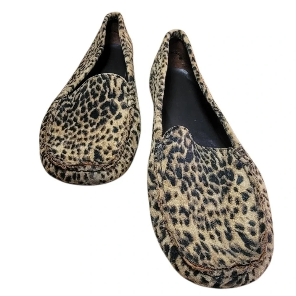 Womens Leopard Print Driving Loafers Animal Pattern Slip On‎ Moc Toe Shoes 8.5